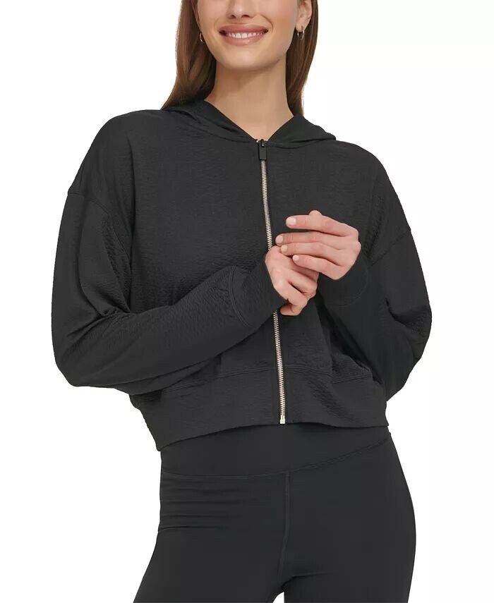 

Женская толстовка с длинными рукавами из фактурного жаккарда DKNY, черный