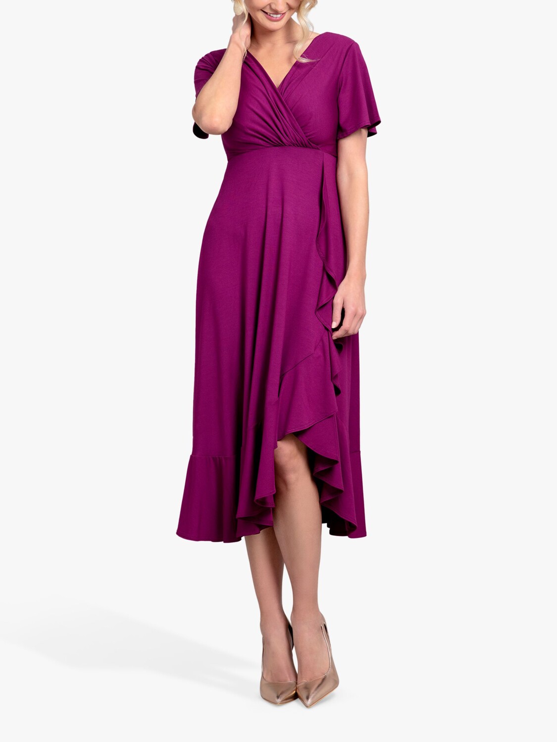 

Платье миди с водопадом и искусственным запахом Alie Street, цвет Boysenberry Pink