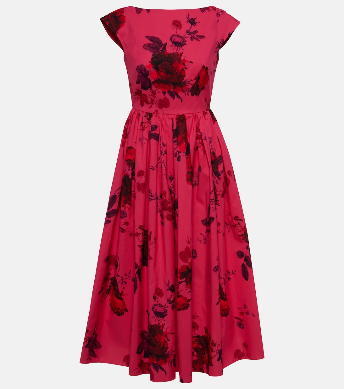 Платье миди из хлопка фай с цветочным принтом Erdem, розовый платье миди с цветочным принтом erdem синий