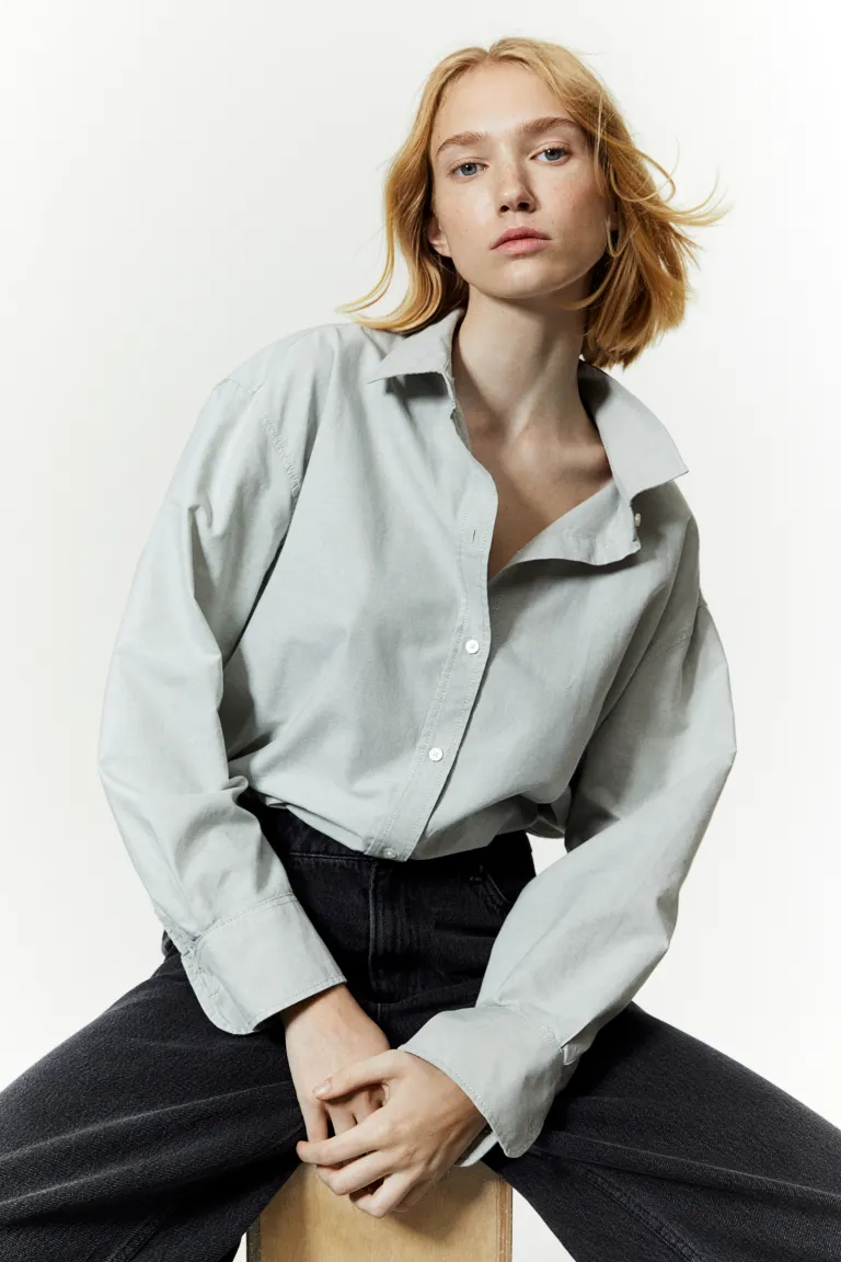 

Рубашка из оксфордской ткани H&M, серый