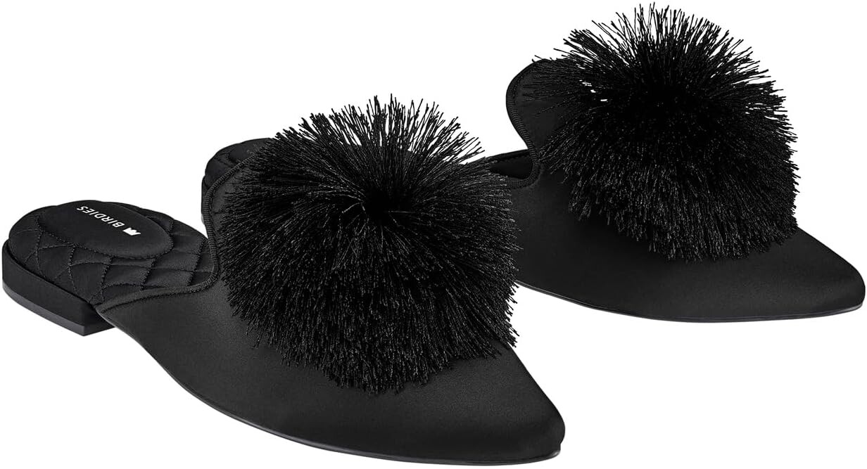 

Балетки Dove Satin Mule Birdies, цвет Black Pom