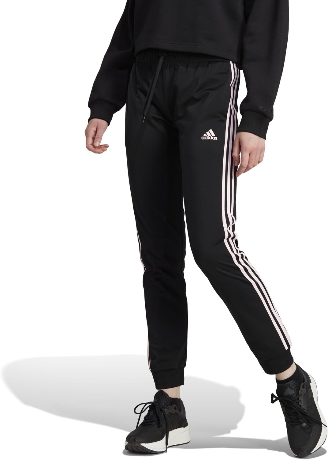 

Трикотажные спортивные брюки с 3 полосками adidas, цвет Black/Clear Pink
