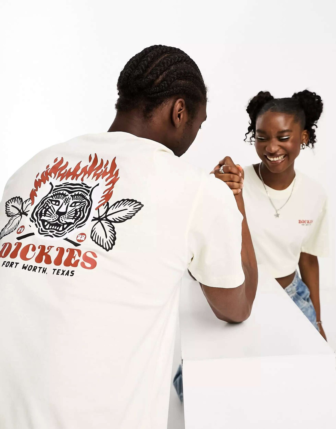 

Белая футболка с принтом на спине Dickies rich Creek и тигром, Белый