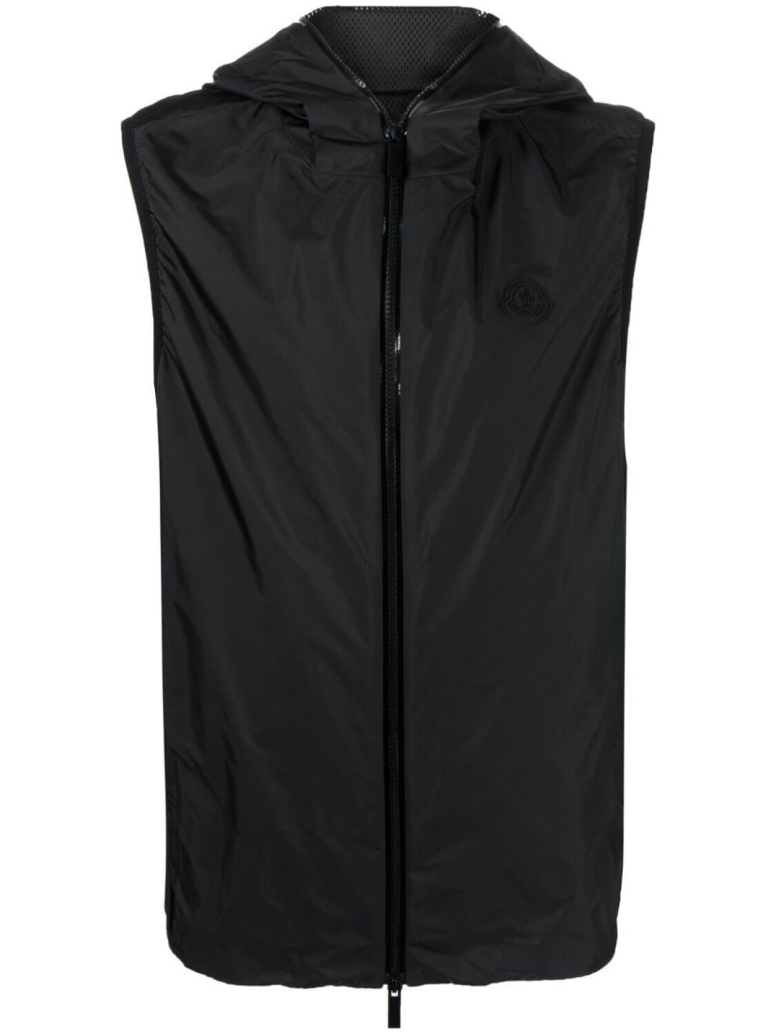 

Moncler жилет с капюшоном и нашивкой-логотипом, черный