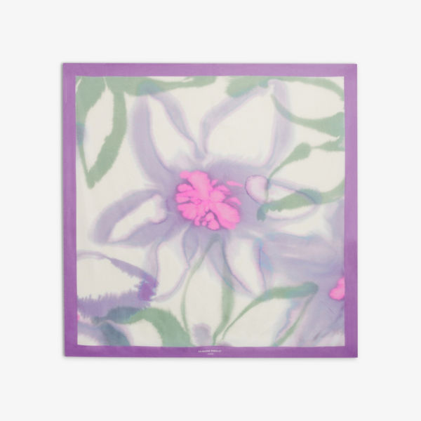 Квадратный шелковый шарф с цветочным принтом Claudie Pierlot, цвет violets