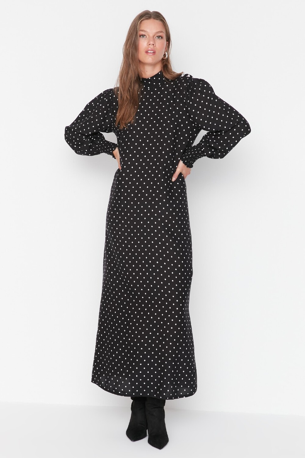 

Платье - Черное - А-силуэт Trendyol Modest, черный