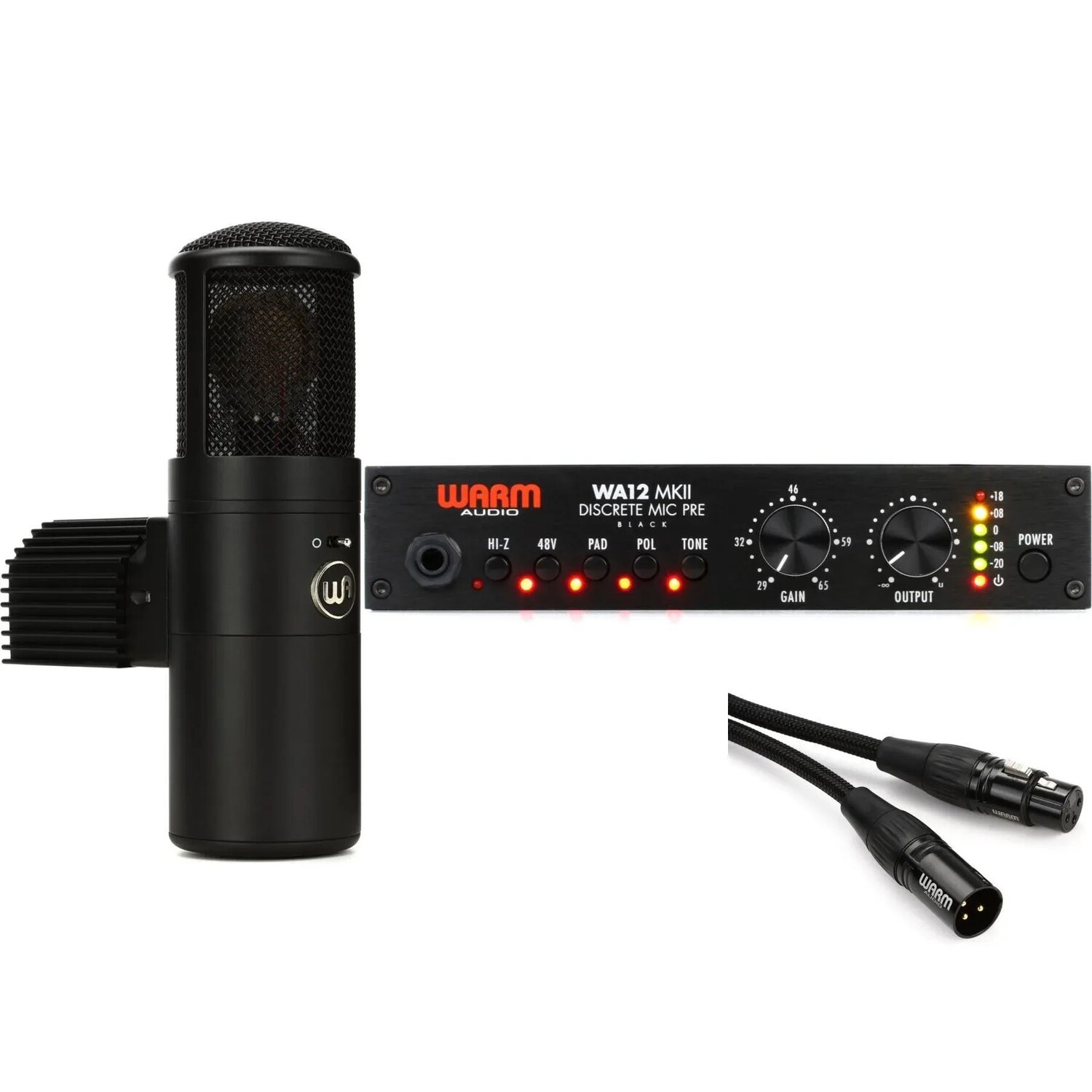 

Комплект лампового конденсаторного микрофона с большой диафрагмой Warm Audio WA-8000 и предусилителя WA12 MKII