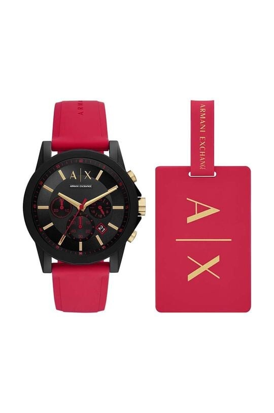 

Часы и багажная бирка Armani Exchange, красный
