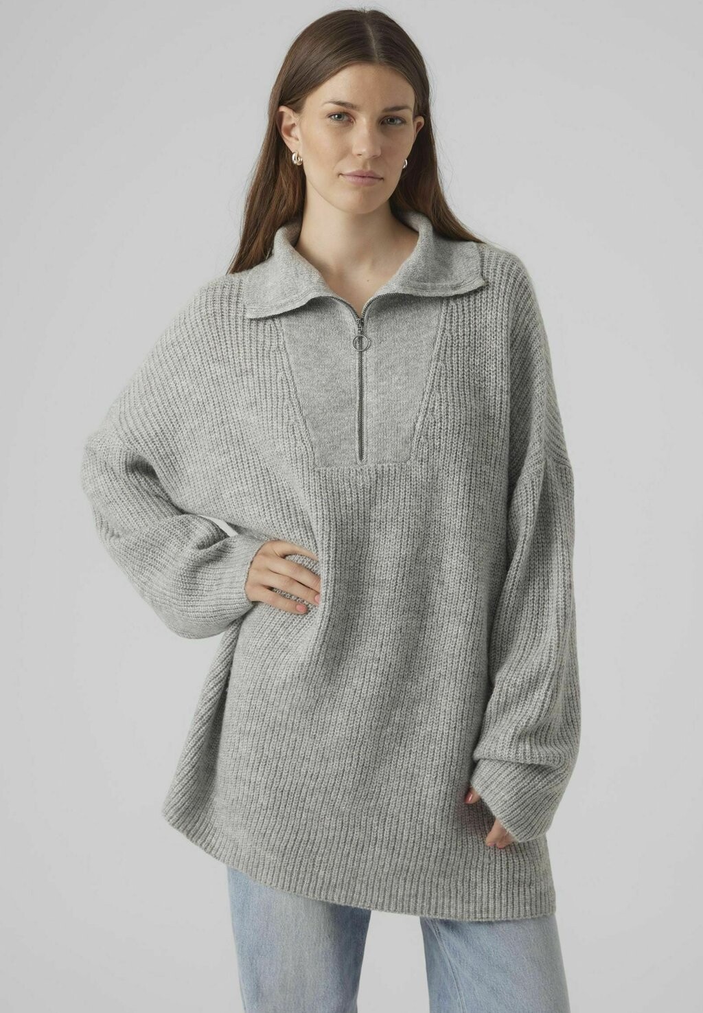 

Свитшот Vero Moda STRICKKLEID VMPERNILLA LS HIGHNECK PULL GA, цвет light grey melange