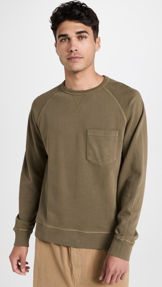 

Толстовка Officine Generale Chris Pigment Dye Cotton Flee, оливковый