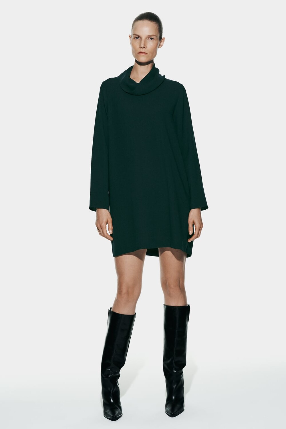 

Мини-платье из хлопчатобумажной ткани ZARA, зеленый