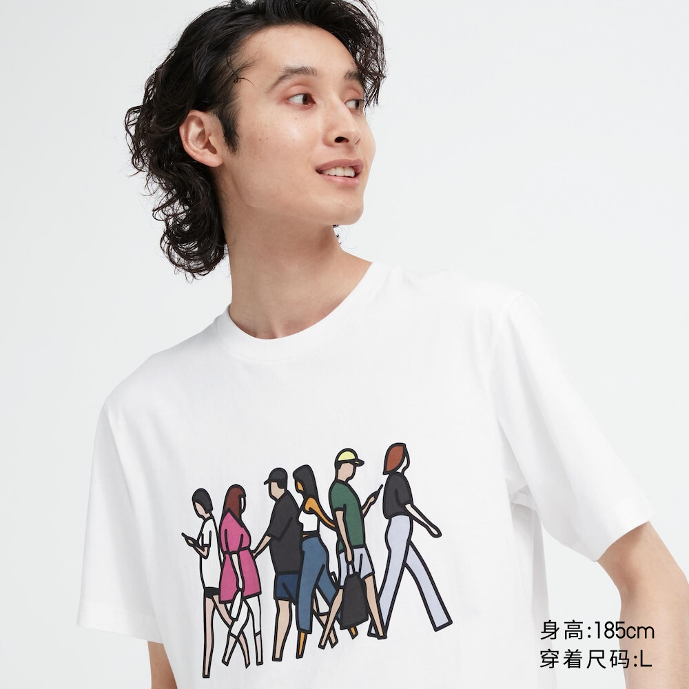 

Футболка Uniqlo унисекс с принтом Джулиана Опи и короткими рукавами, белый
