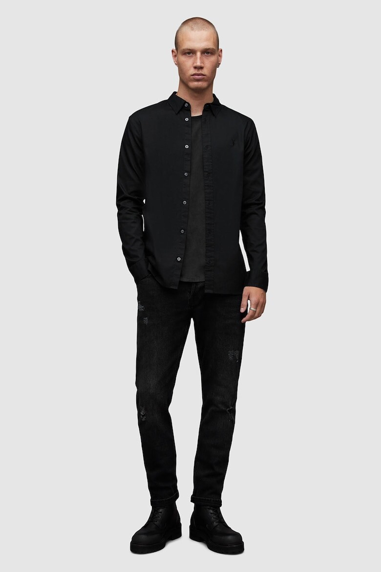 

Тонкая рубашка из хлопка Allsaints, черный