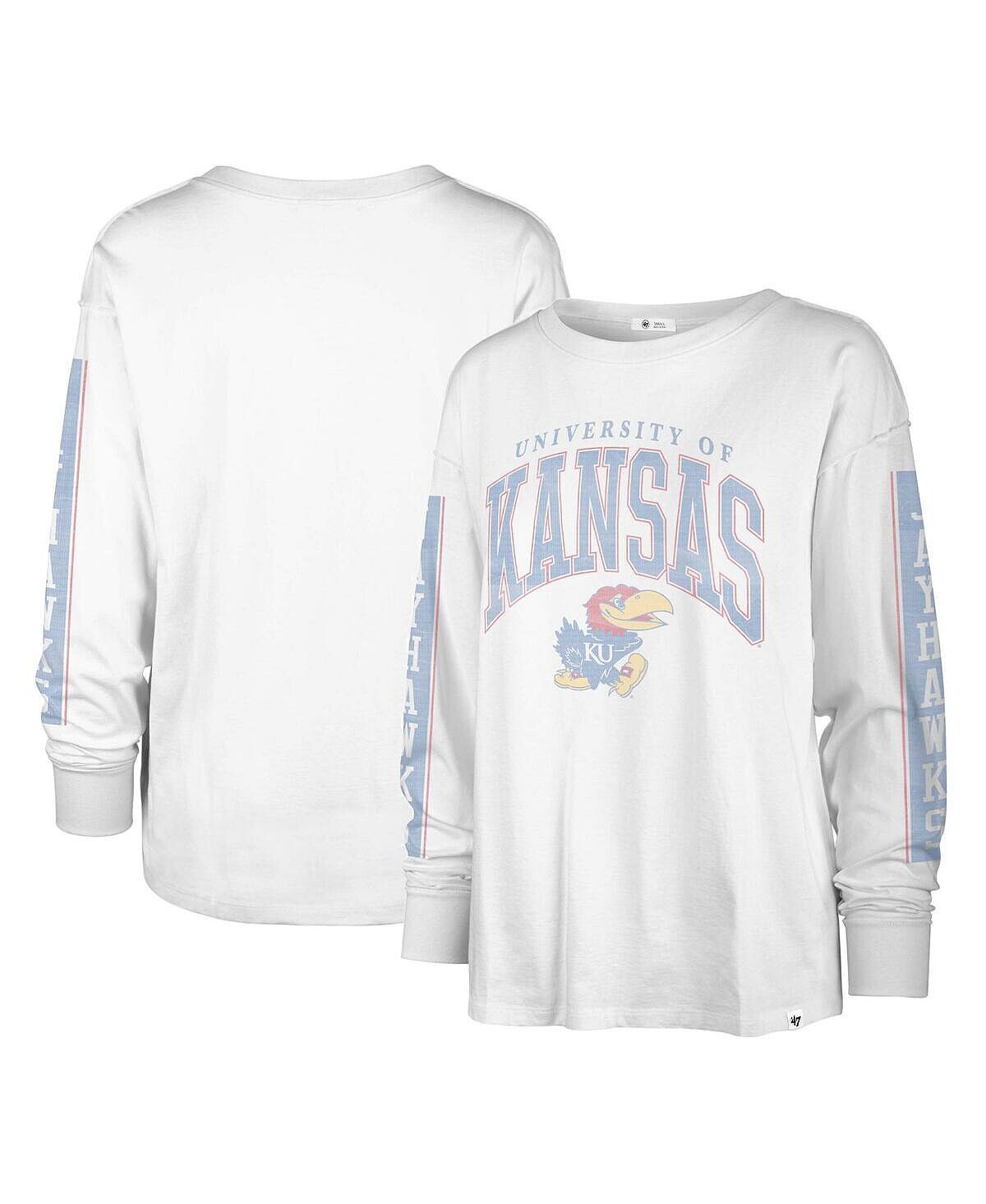 

Женская белая футболка с длинным рукавом Kansas Jayhawks Statement SOA 3-Hit '47 Brand, белый