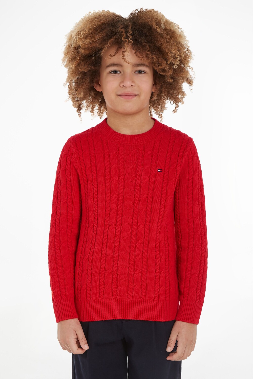 

Детский свитер косой вязки Red Essential Tommy Hilfiger, красный