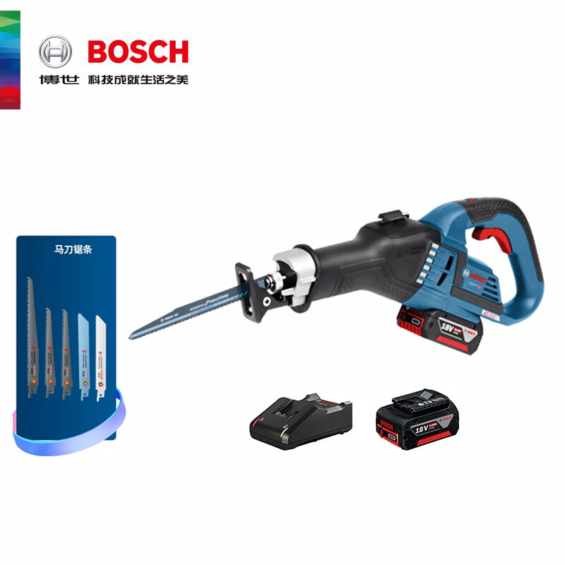 Сабельная пила Bosch GSA18V-32 + двойной аккумулятор 4.0Ah, пильное полотно