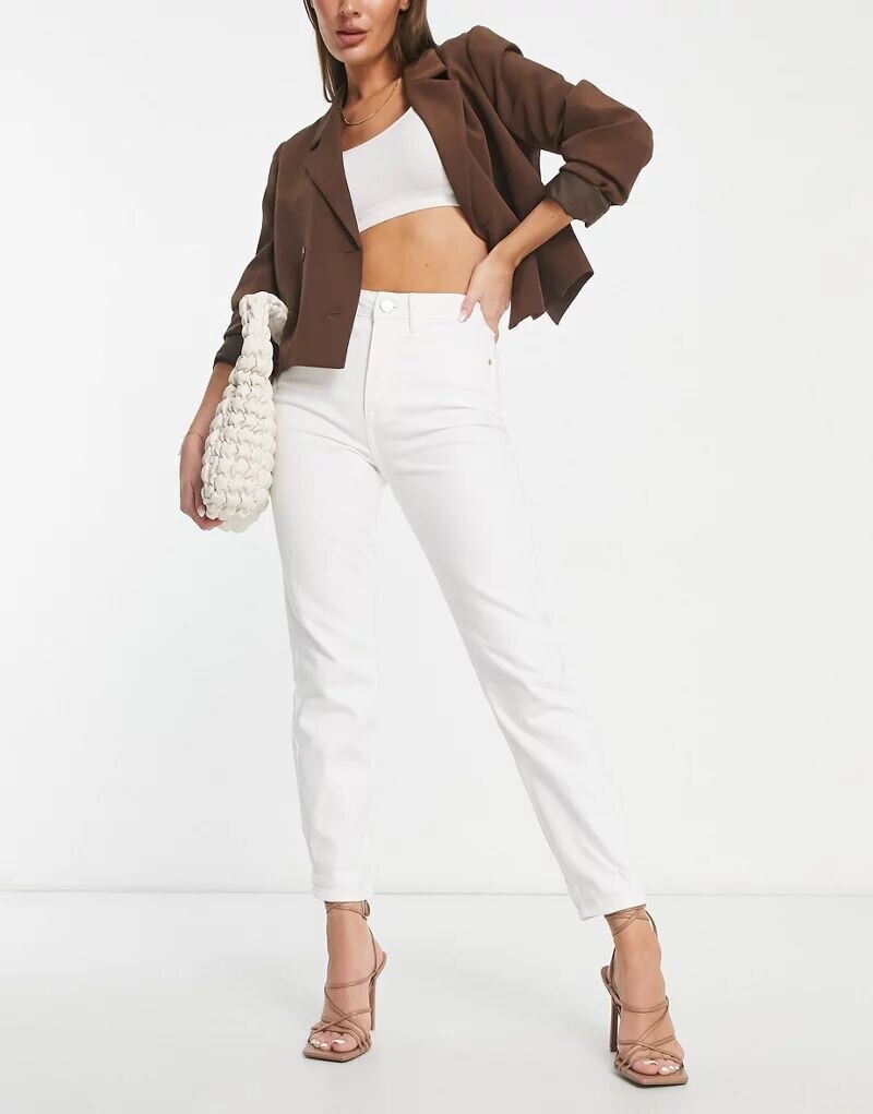 

Белые узкие джинсы Mom с завышенной талией River Island