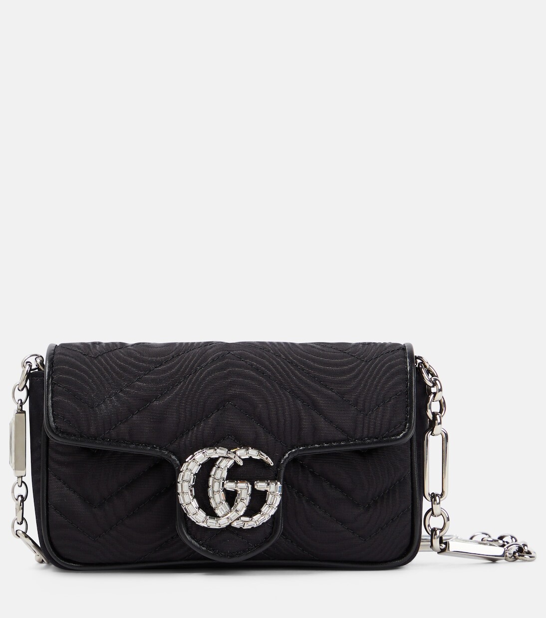 

Миниатюрная поясная сумка gg marmont с муаровым узором Gucci, черный