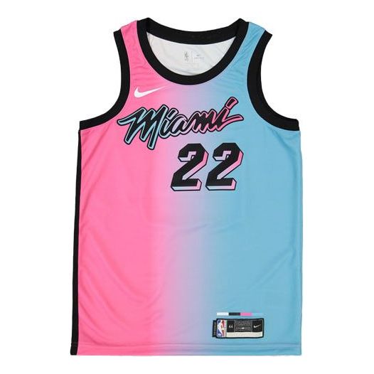 Майка Men's Nike NBA Gradient Basketball SW Fan Edition Miami Heat Jimmy Butler 2 No. 2 'Blue Pink' Jersey, синий