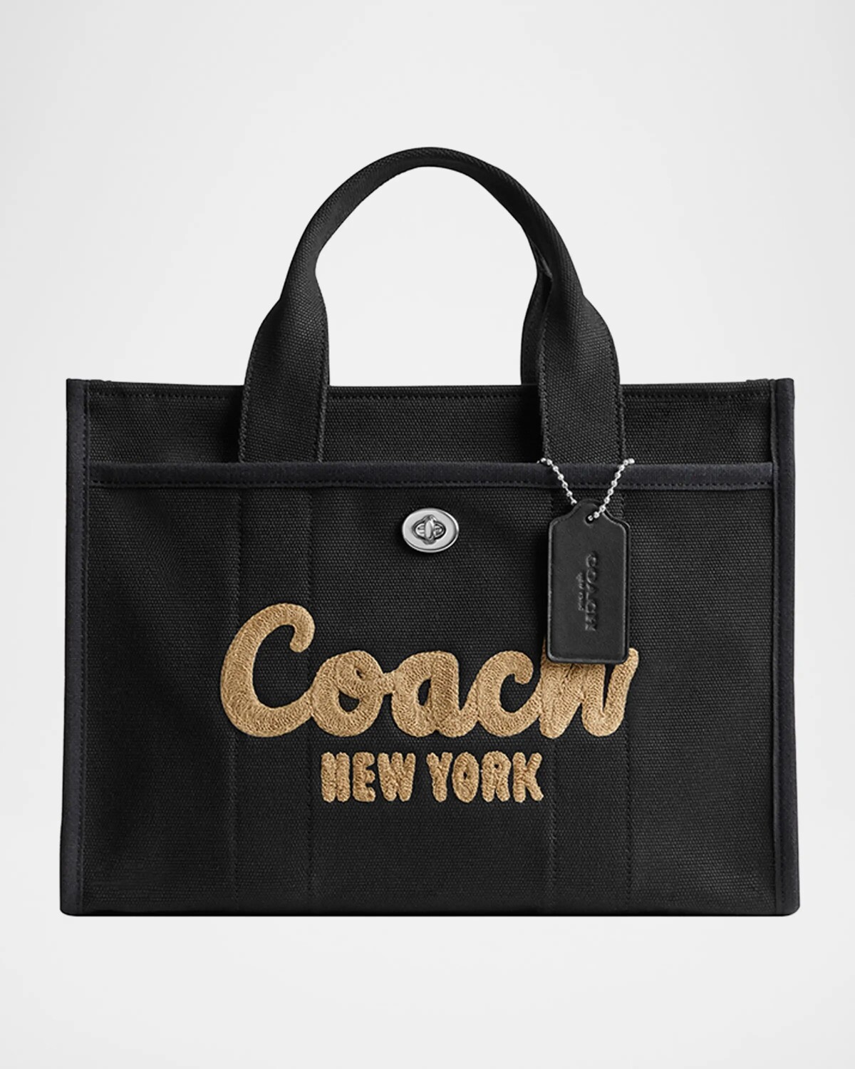 

Холщовая большая сумка-тоут с логотипом Coach, черный