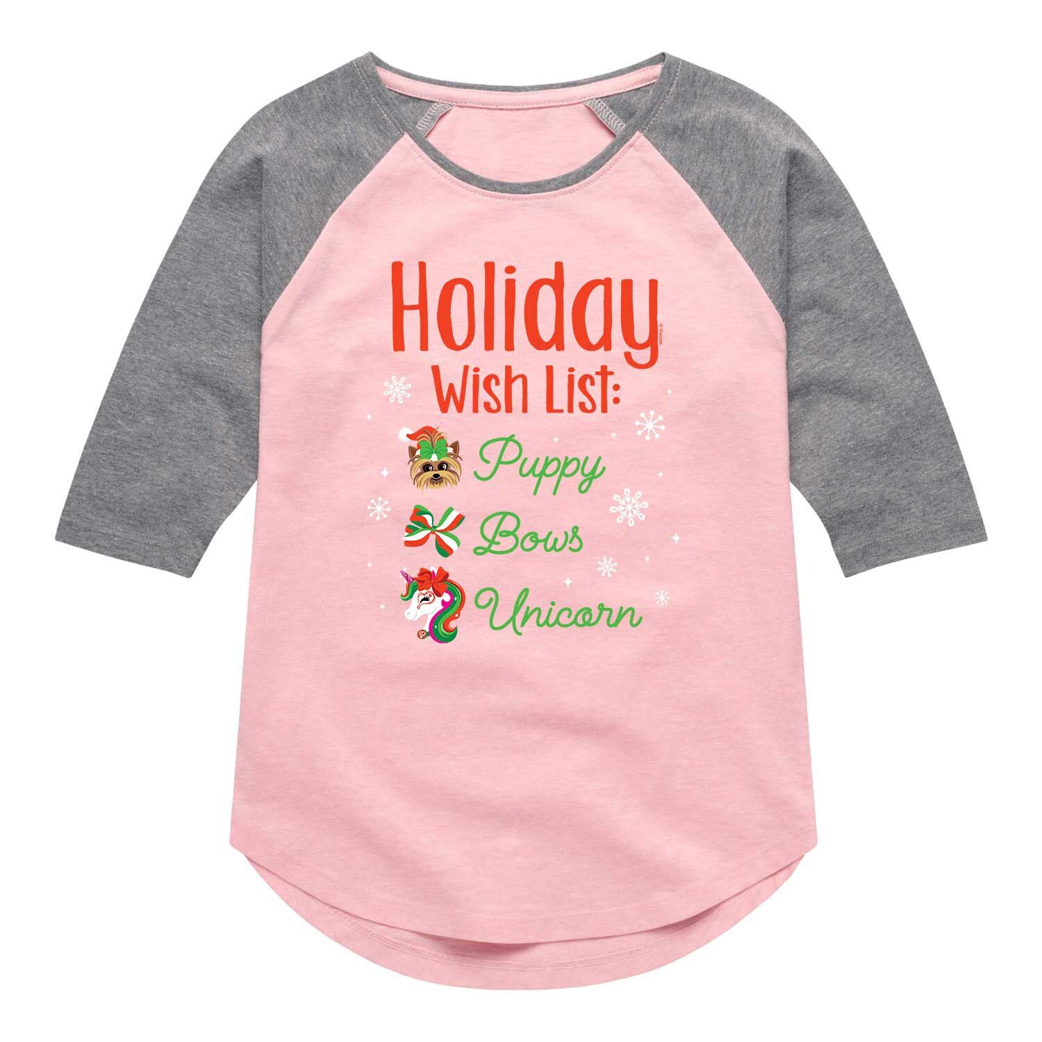 

Футболка реглан для девочек 7–16 лет JoJo Siwa Holiday Wish List Licensed Character