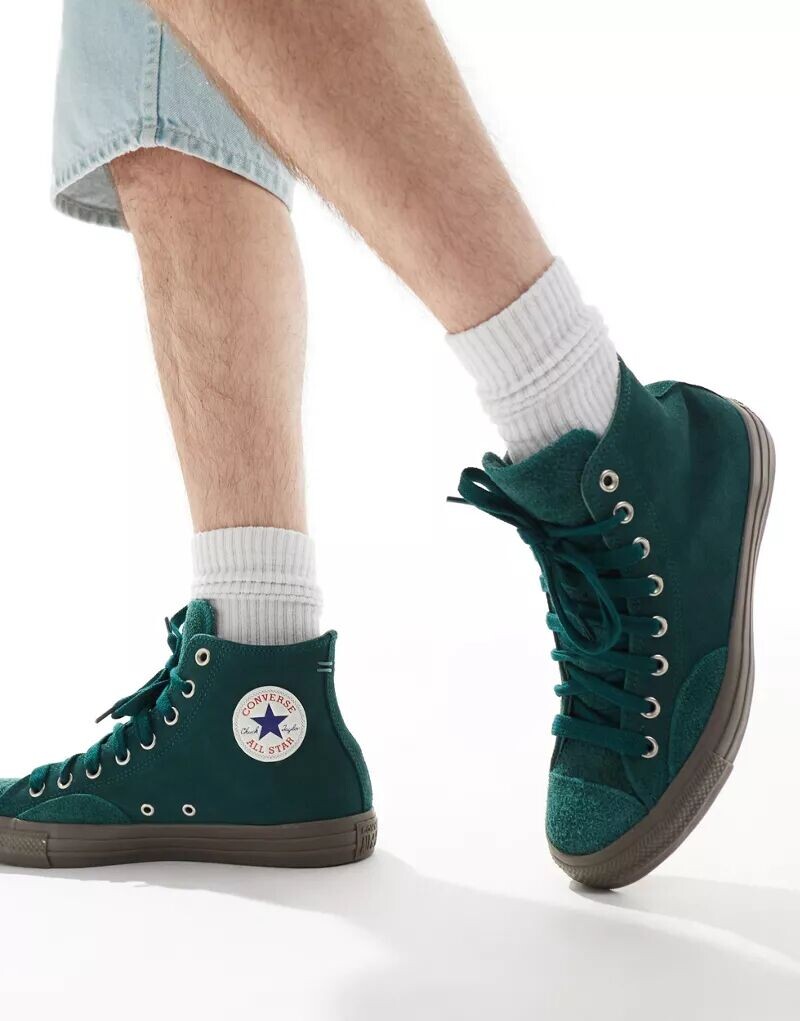 

Темно-зеленые кроссовки Converse Chuck Taylor All Star Hi на резиновой подошве