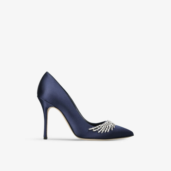 

Туфли на каблуке из атласа с кристаллами pluma 105 Manolo Blahnik, синий