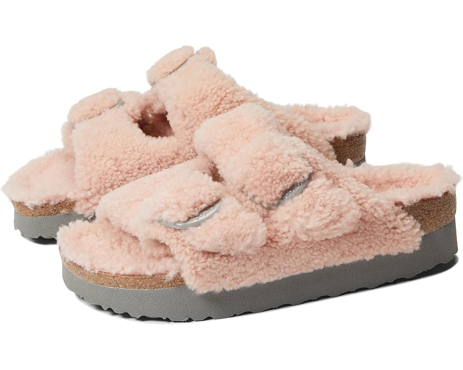 Сандалии Birkenstock Arizona Big Buckle Platform Teddy by Papillio, цвет Crystal Rose Shearling