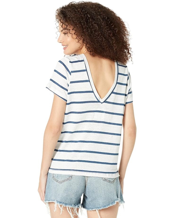 

Футболка Chaser Linen Jersey Raw Edge V-Neck Tee, цвет Playa Stripe