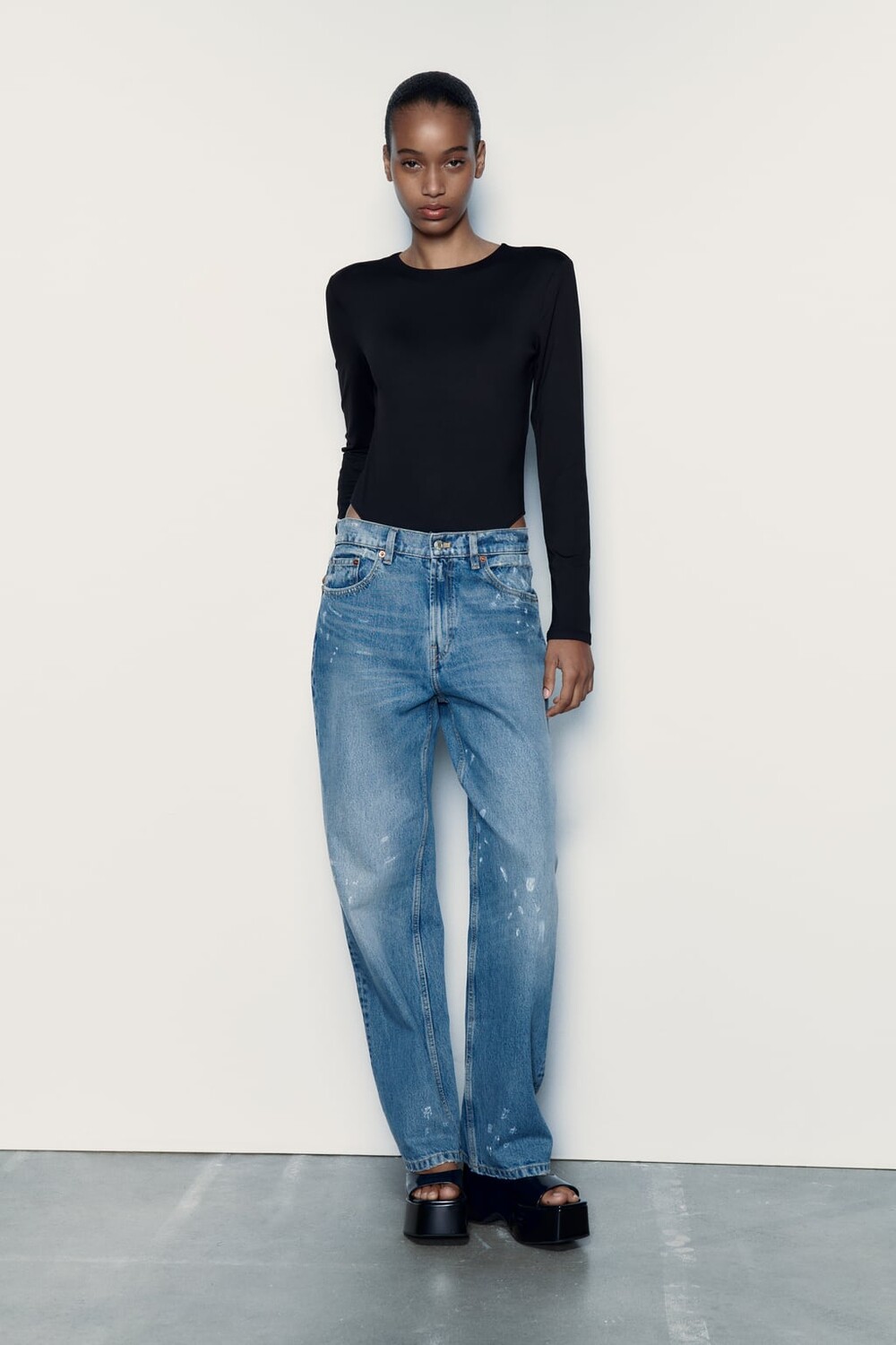

Полиамидное боди ZARA, черный