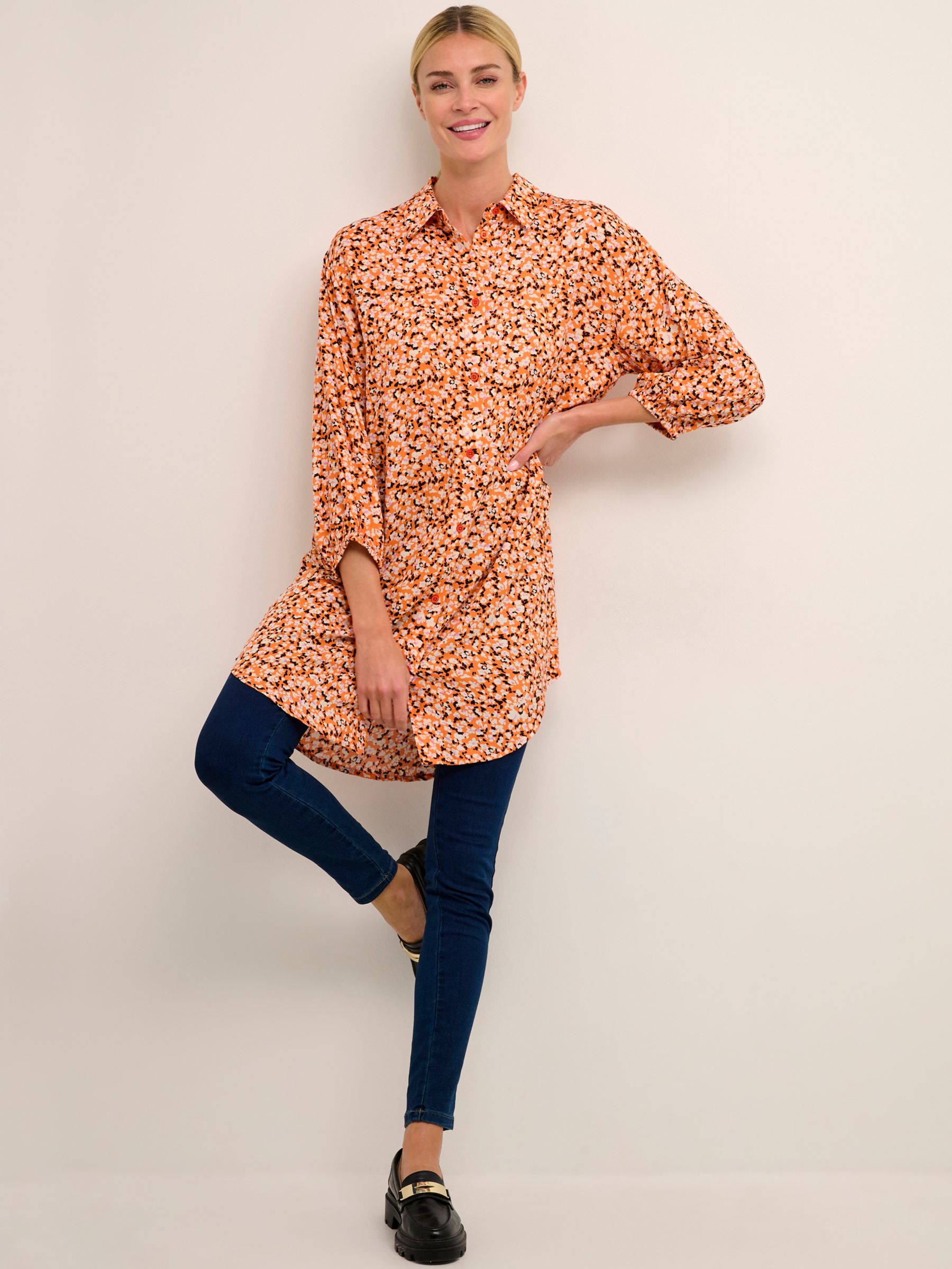 KAFFE Платье-рубашка Somia, Оранжевый/Мульти