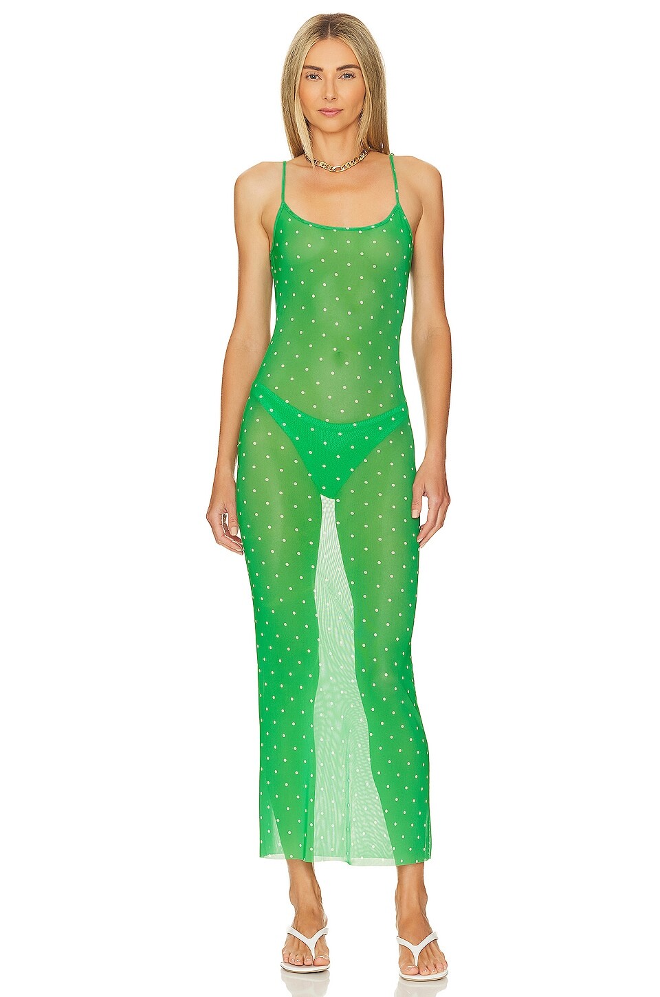 

Платье WeWoreWhat Scoop Slip, цвет Micro Polka Emerald Multi