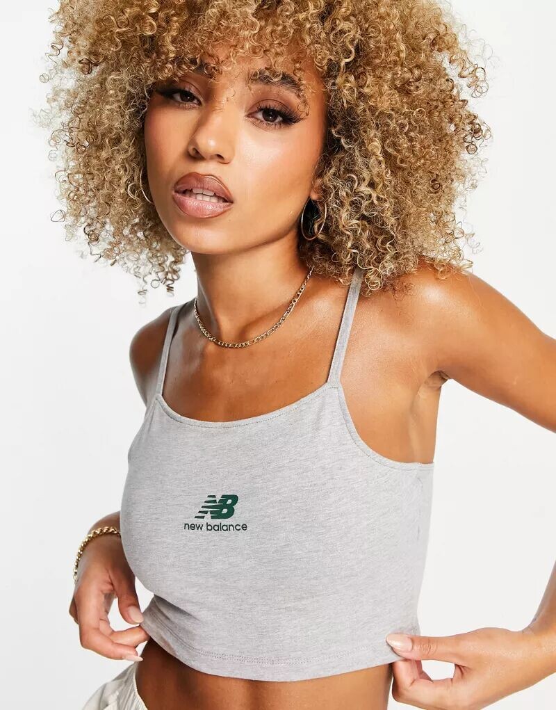 

Укороченная майка New Balance Health Club серого и зеленого цвета, Коричневый