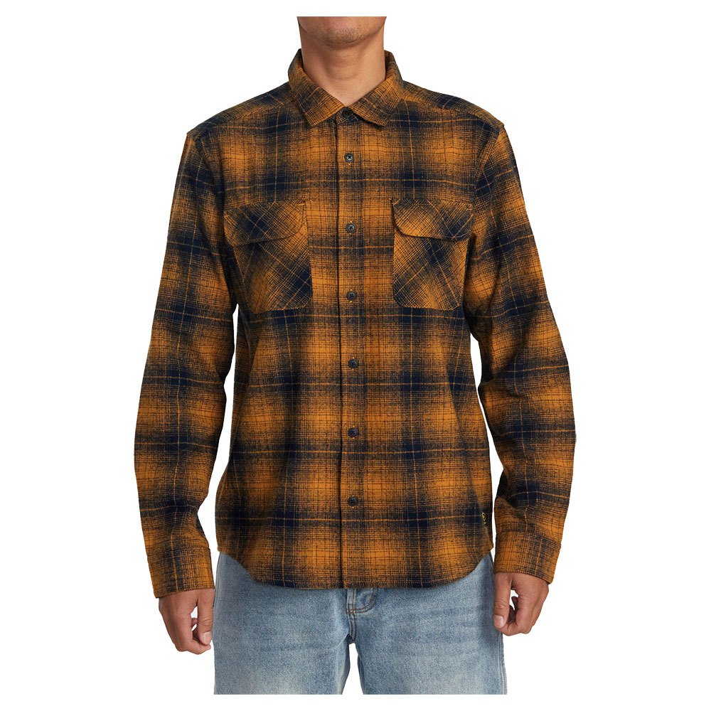 Рубашка Rvca Dayshift Flannel, коричневый рубашка zara oversize flannel коричневый