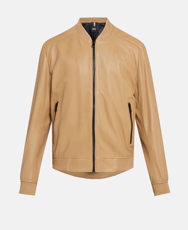 

Кожаный блузон Boss Black, цвет Tan