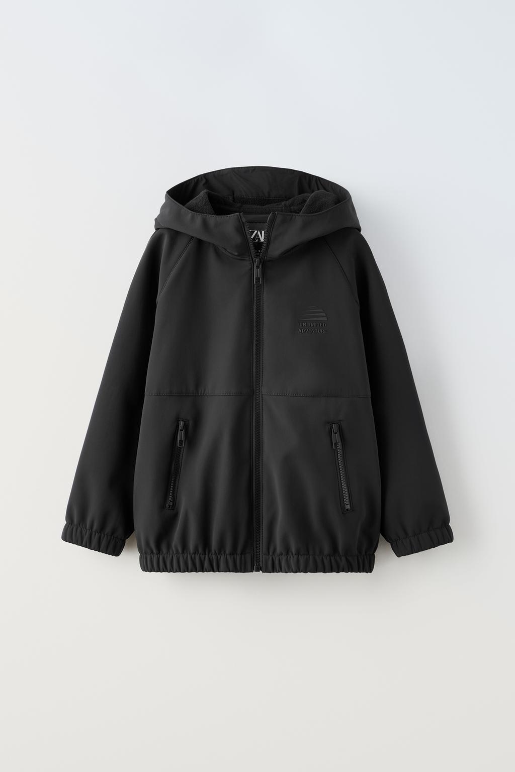 Куртка soft shell с капюшоном водоотталкивающая ZARA, черный