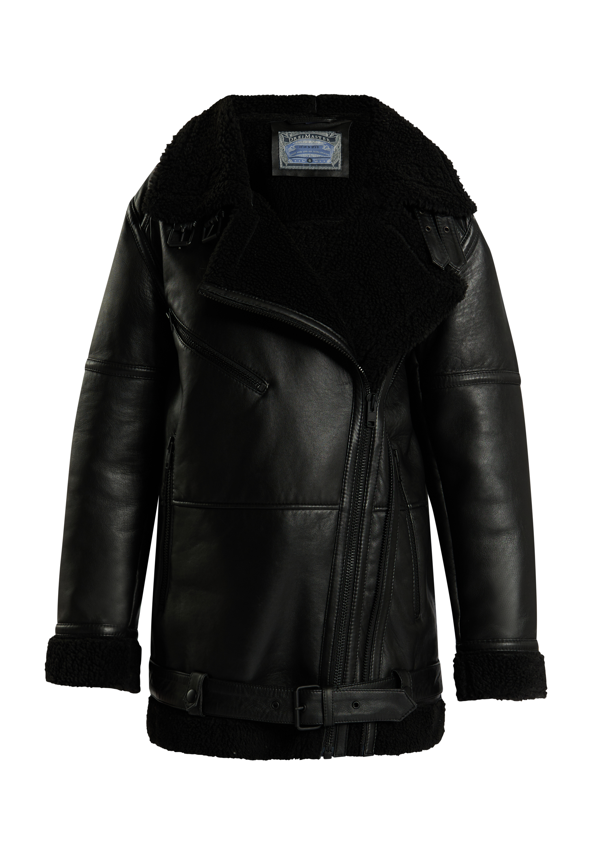 Кожаная куртка DreiMaster Im Biker Stil, черный куртка кожаная zara leather biker черный