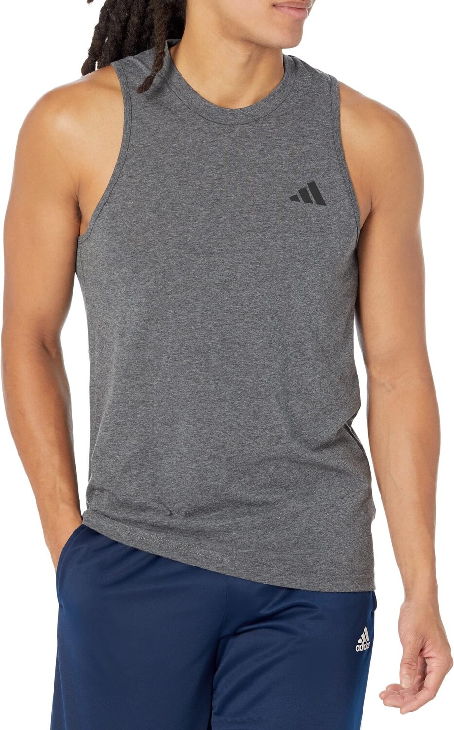 

Футболка без рукавов с логотипом Training Essentials Feel Ready adidas, цвет Dark Grey Heather/White/Black