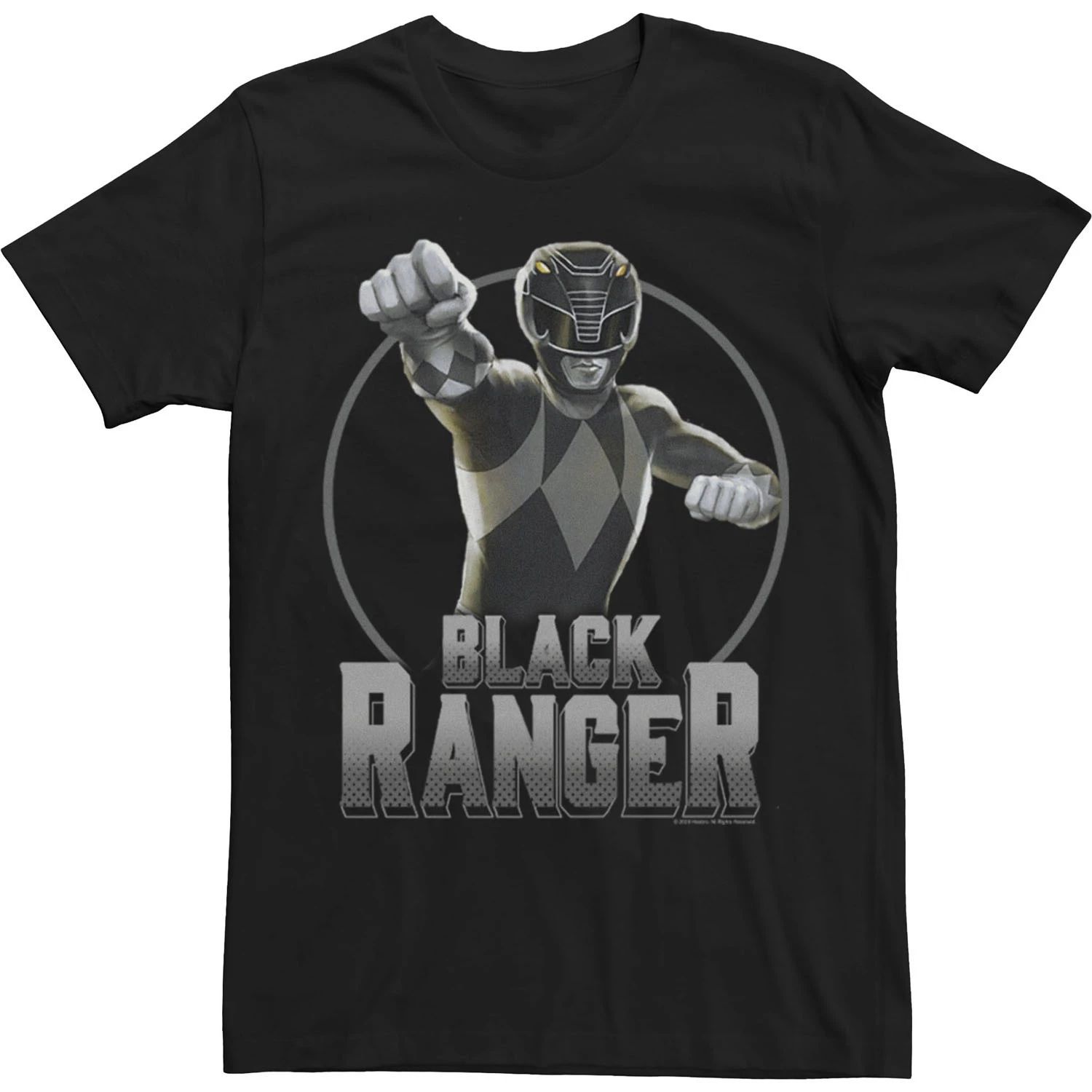 Мужская футболка Power Rangers Black Ranger с простым портретом Licensed Character