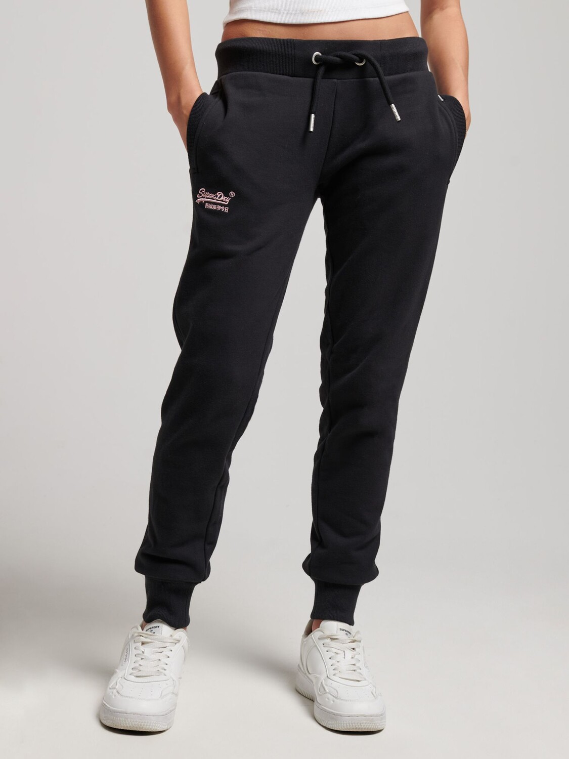 

Джоггеры с вышитым логотипом Superdry Vintage, черный/розовый