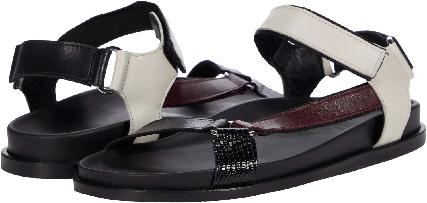 

Сандалии на плоской подошве Isabela Aquatalia, цвет Blak/Wine/Off-White Shiny Embossed/Calf