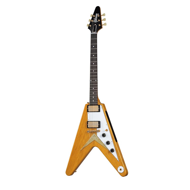 Электрогитара Gibson 1958 Korina Flying V White Pickguard Reissue Electric Guitar - Natural - #83607