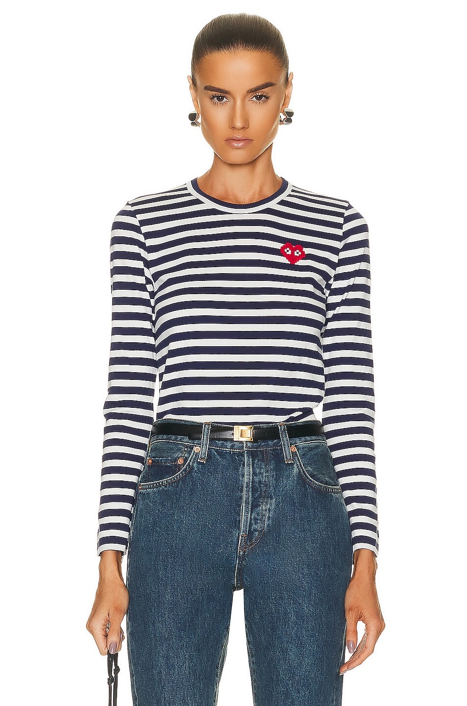 

Футболка Comme des Garçons Invader Striped Long Sleeve, цвет Navy & White