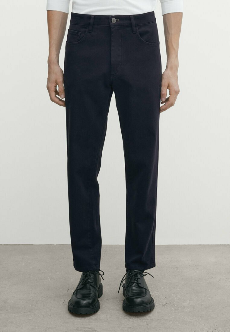 Джинсы Tapered Fit Massimo Dutti, темно-синий джинсовые брюки massimo dutti tapered fit needlecord темно синий