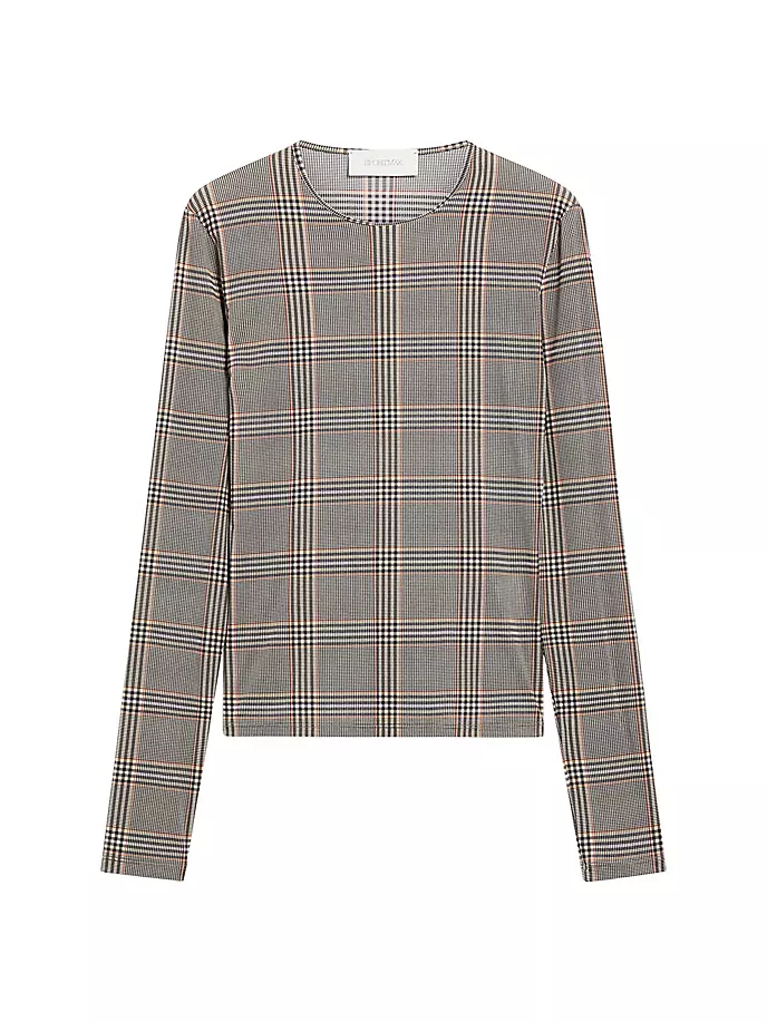 

Клетчатый топ из джерси с длинными рукавами Sportmax, цвет turtledove