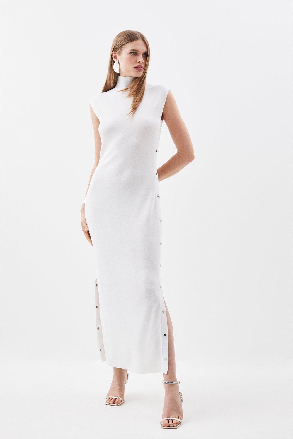 Легкое летнее трикотажное платье макси Karen Millen, белый цена и фото