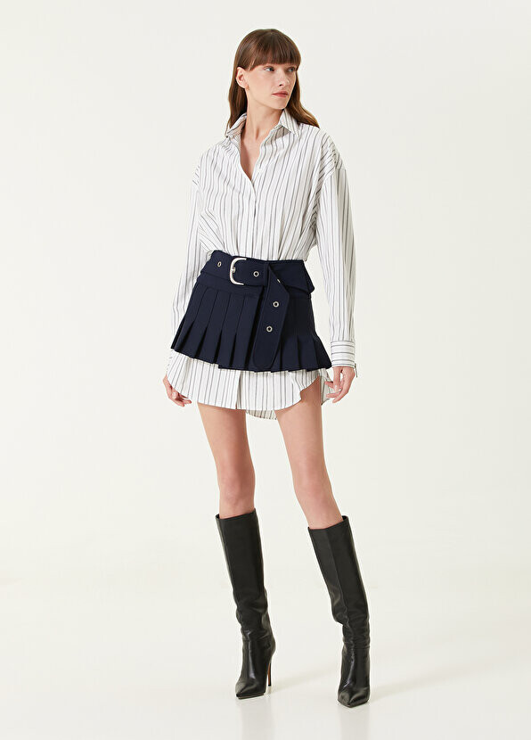 

Темно-синяя мини-юбка со складками Off-White