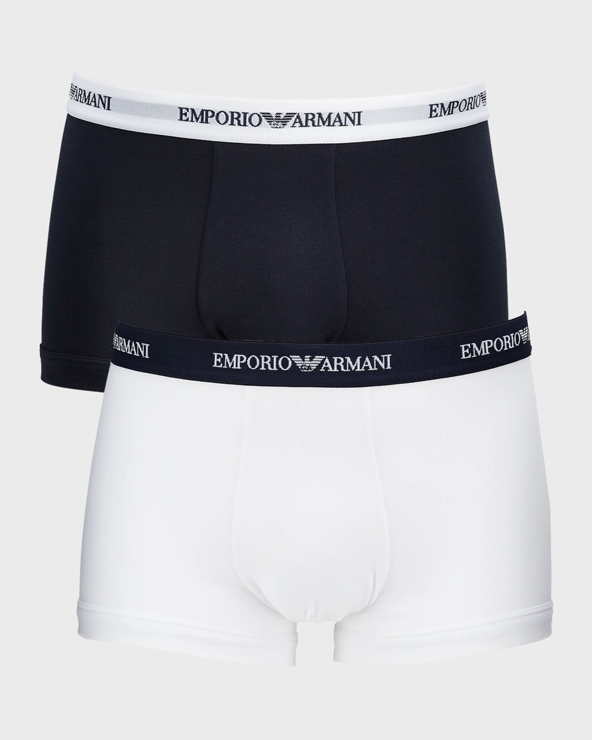 

Мужской комплект из 2 однотонных трусов-боксеров Emporio Armani, цвет White And Marine