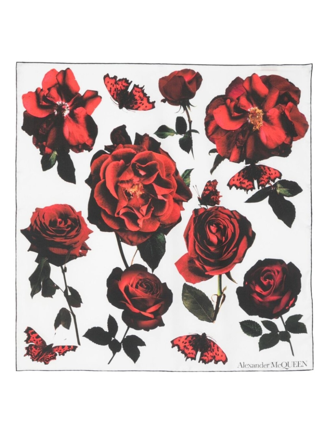 

Alexander McQueen шелковый платок Tudor Rose, белый