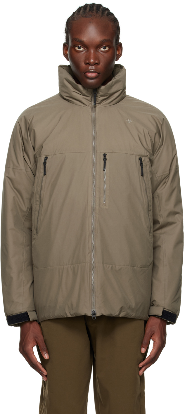 Goldwin Серо-коричневая дутая куртка серо коричневая замшевая куртка на кнопках frye тауп